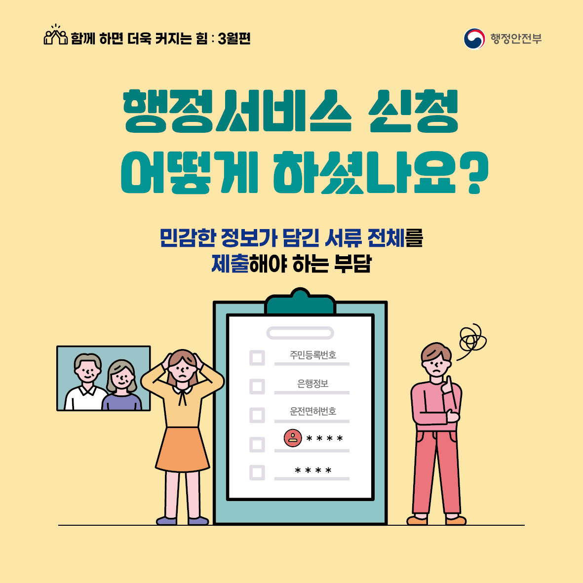 행정서비스 신청 어떻게 하셨나요? 민감한 정보가 담긴 서류 전체를 제출해야 하는 부담